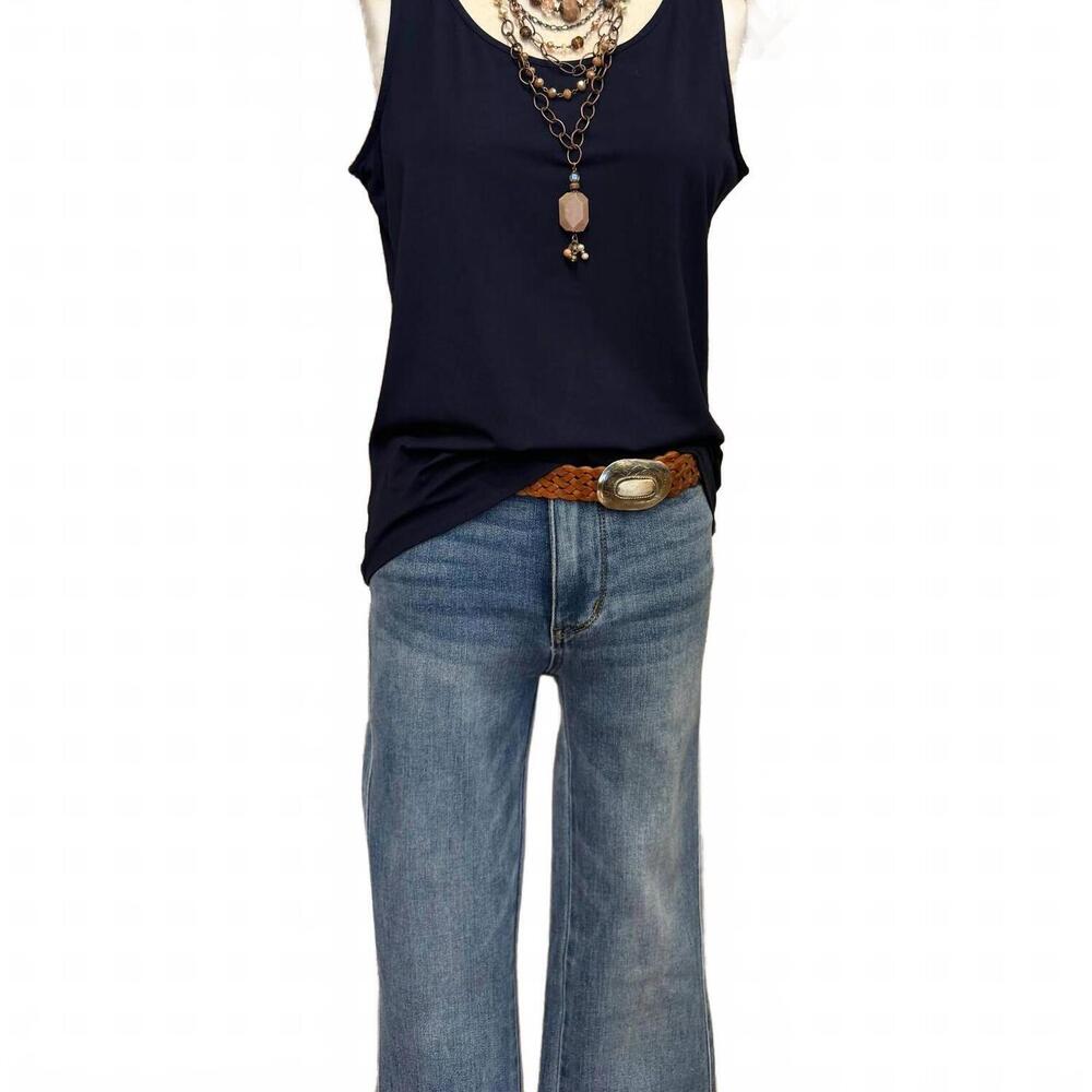 NEW CHARLIE B women's reversible sleeveless tank in navy